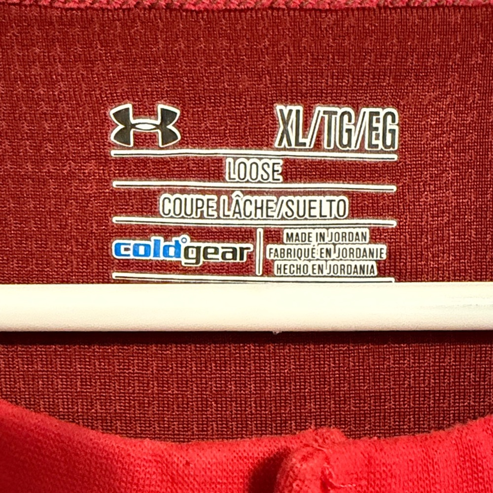 Under Armour Men's Vibrant Red Henley Long Sleeve Shirt - Picture 2 of 3